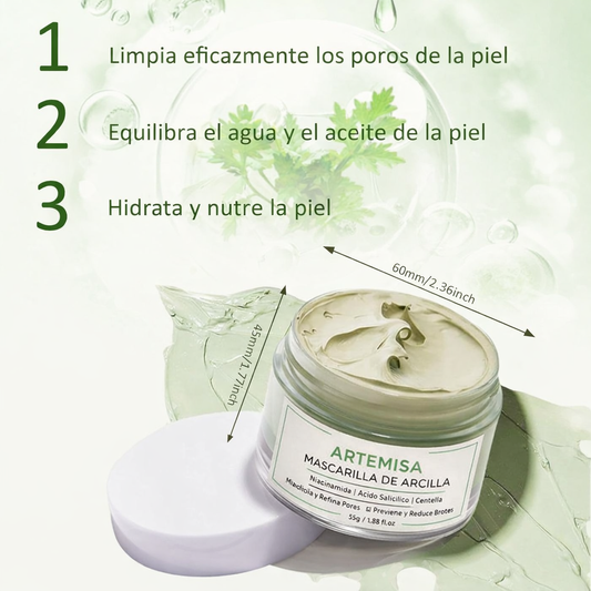 Mascarilla de arcilla facial limpiadora e hidratante de té verde