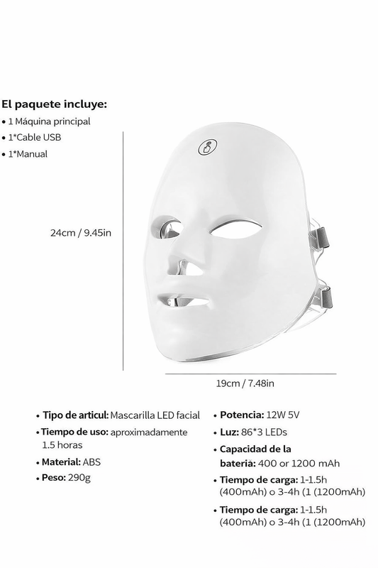 Máscara facial LED USB para el cuidado de la piel