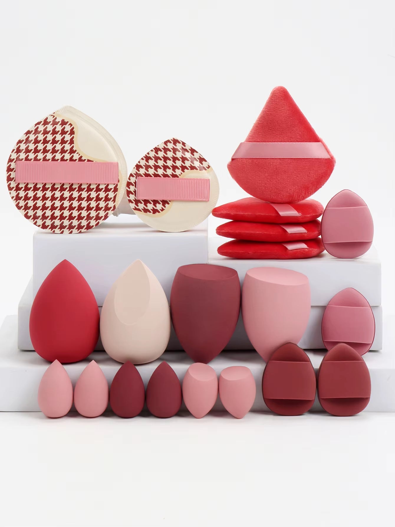 20 Pcs Pink Makeup Sponge and Makeup Puff Set Suitable for Face Cream and Powder Concealer Powder Makeup Machine