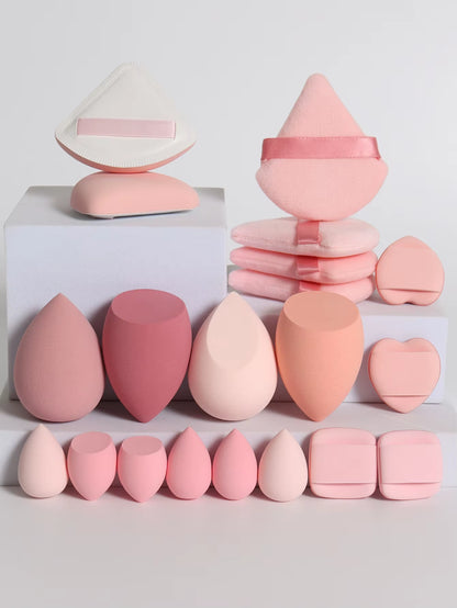 20 Pcs Pink Makeup Sponge and Makeup Puff Set Suitable for Face Cream and Powder Concealer Powder Makeup Machine