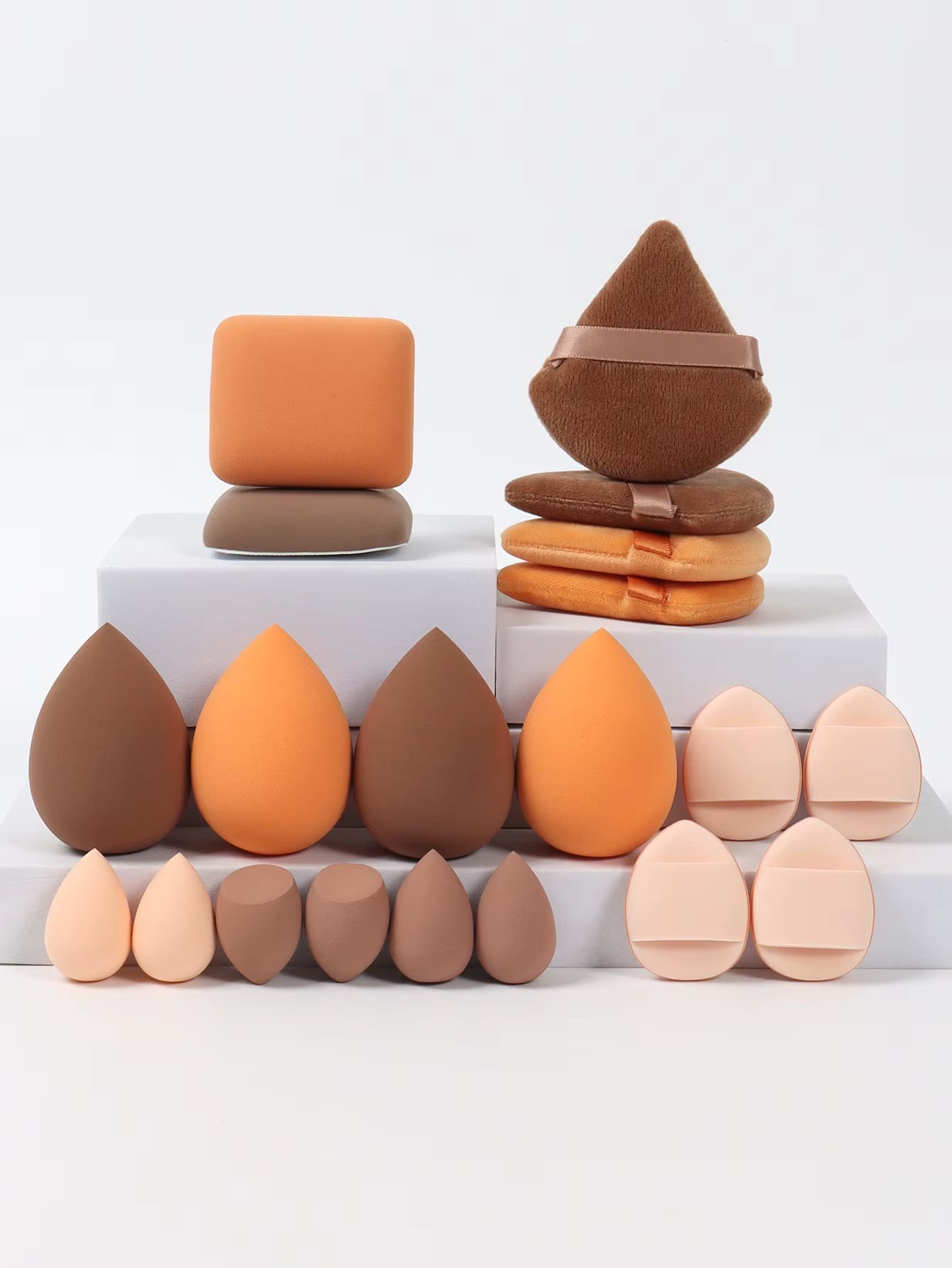 20 Pcs Pink Makeup Sponge and Makeup Puff Set Suitable for Face Cream and Powder Concealer Powder Makeup Machine