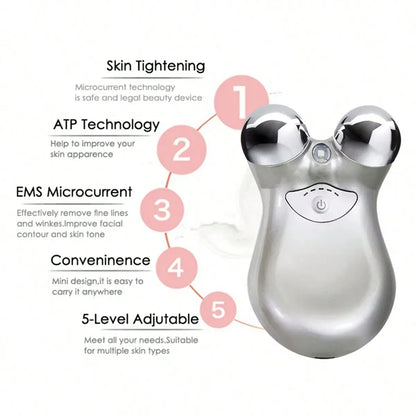 Microcurrent EMS facial massager beauty device for firming and lifting the skin